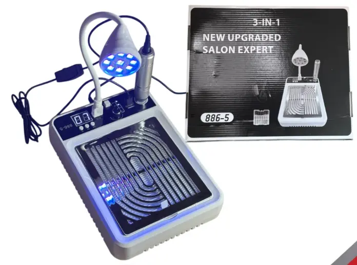 EXTRACTOR DE POLVO CON LAMPARA PRESS ON Y PULIDOR DE UÑAS 886-5